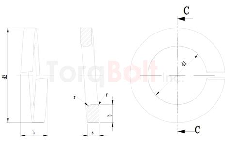 DIN 127 Rectangular Section Spring Washers Dimensions Standards ...