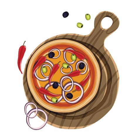 Hand drawn pizza on cutting board illustration | Premium Vector