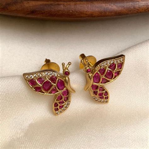 Gold-Toned Butterfly Designed Stud Earrings ER 889 – URVASI LADIES ...