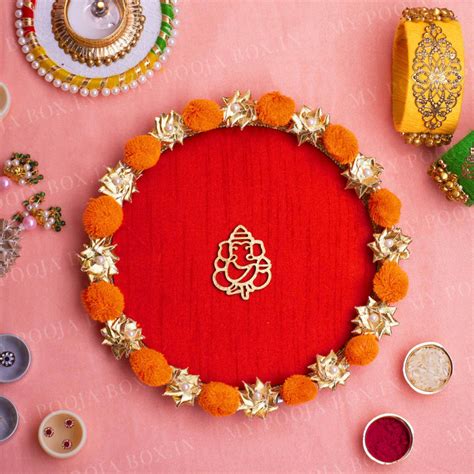 Buy Pooja Thali Set, Decorated Brass Pooja Thali for Wedding