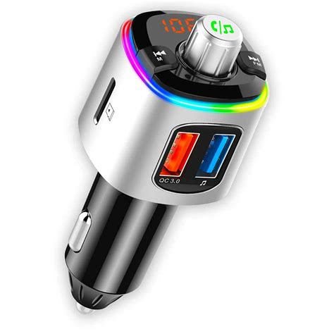 Sisliya Bluetooth FM Transmitter for Car, QC3.0 & USB-PD Ports Charger ...