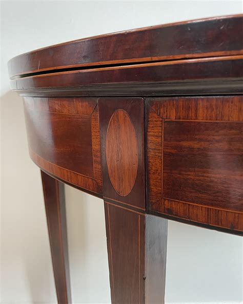 Antique card table, Georgian card table, mahogany demi lune, folding ...