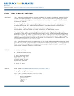 Fillable Online Ahold - SWOT Framework Analysis - Research and Markets ...