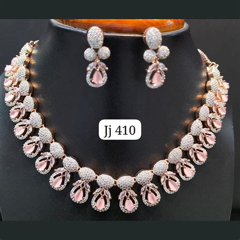 Jain Jewellers Gold Plated AD Stone Necklace Set – JewelEMarket