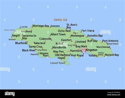 Map of jamaica hi-res stock photography and images - Alamy