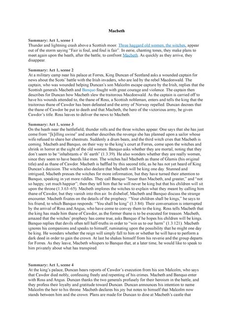 Macbeth - Macbeth Summary: Act 1, scene 1 Thunder and lightning crash ...
