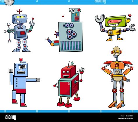 Cartoon-Illustration der Roboter Science-Fiction oder Fantasy-Figuren ...
