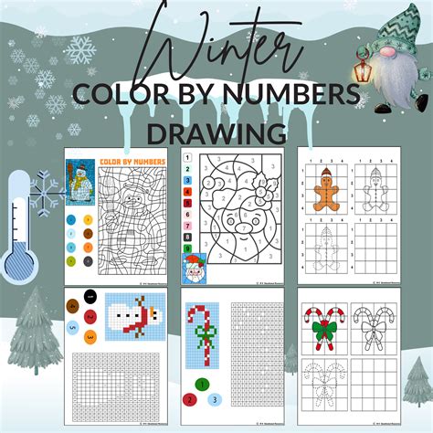 Winter Color By Numbers Drawing And Coloring pages Snow December Worksheets | Made By Teachers