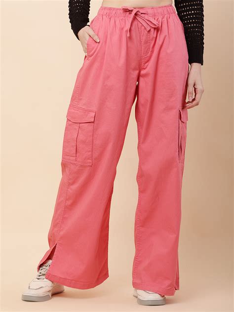 Cotton High Rise Baggy Cargo Pant Trouser Pink – NoBarr