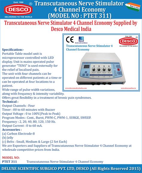 Transcutaneous Nerve Stimulator 4 Channel Economy | Desco
