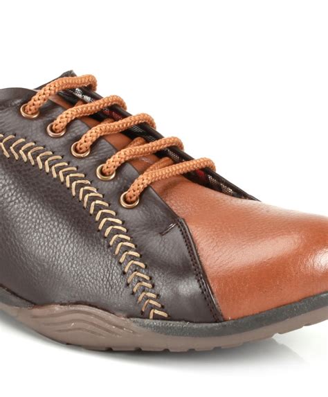 Buy Mens Brown Leather Casual Sneakers Online - TZARO