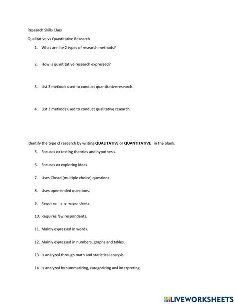 Image result for Quantitative Data Worksheet