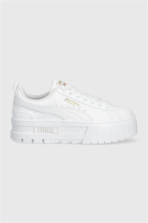Puma sneakersy skórzane Mayze Lth Jr kolor biały w PRM