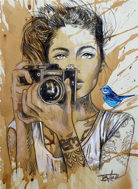 bluebird snap Drawing by LOUI JOVER | Saatchi Art