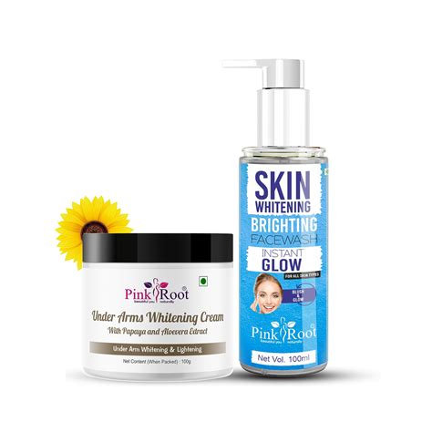 Pink Root Skin Whitening Facewash 100ml & Under Arms Whitening Cream ...