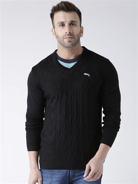 JUMP USA Pullover: Buy JUMP USA Men Black self Design Pullover