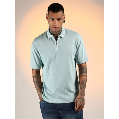 Buy Campus Sutra Men'S Mint Green Micro-Waffle Polo T-Shirt Online