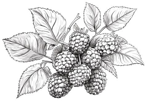 Premium Photo | A pencil drawing of a bunch of raspberries