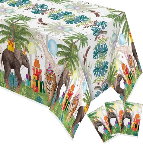 Amazon.com: AwserTantue 3 Pack Safari Jungle Animal Tablecloths - Tiger ...