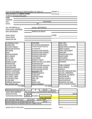 Fillable Online cityofsteubenville Application for Plumbing Permit ...