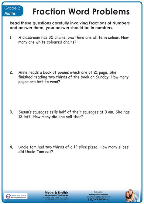 Addition Simple Word Problems On Fractions Worksheet 的图像结果