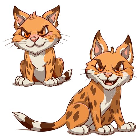 Bobcats Clipart Zwei Cartoon Katzen Sitzen Nebeneinander Vektor ...