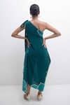 Buy Green Crepe, Modal One Shoulder Floral Print Dress For Women by ...