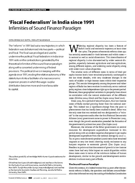 Fiscal Federalism in India (1991-2017): A Critical Analysis of Its ...
