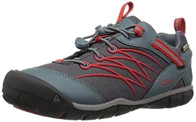 KEEN Unisex-Kids Chandler CNX WP Hiking Shoe, Stormy Weather/Fiery Red ...