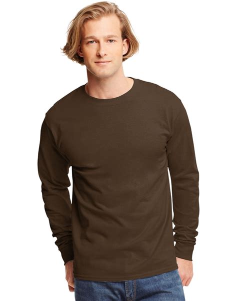 5586 Tagless Long-Sleeve T-Shirt Size Medium, Dark Chocolate Brown ...