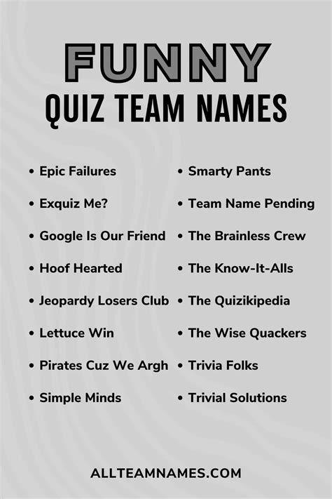 Trivia Team Names: Creative and Hilarious Ideas for Your Squad - The ...