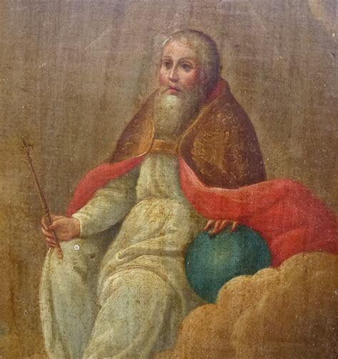 Proantic: Religious Painting Portrait Of God The Father Oil/panel Late