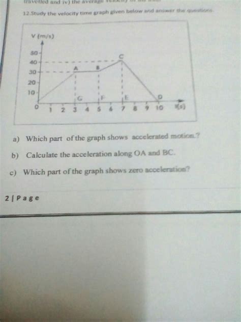 study the velocity time graph and answer the questions - Brainly.in