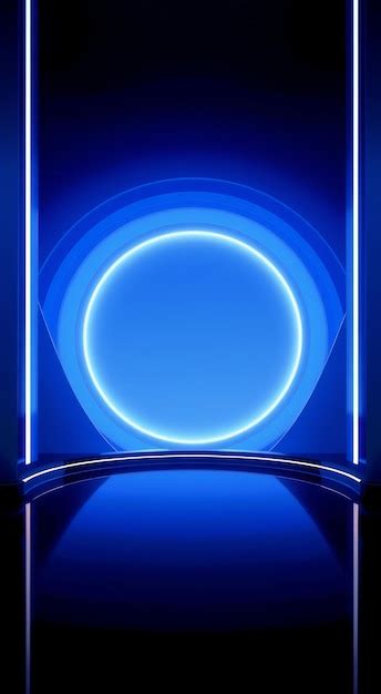 Futuristic blue neon circle portal on a black background | Premium AI ...