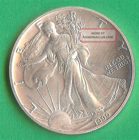 Collector Choice 1990 Usa Fine 1 Silver Dollar Coin Eagle Unc