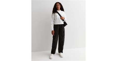 Girls Black Straight Leg Cargo Pocket Trousers | New Look