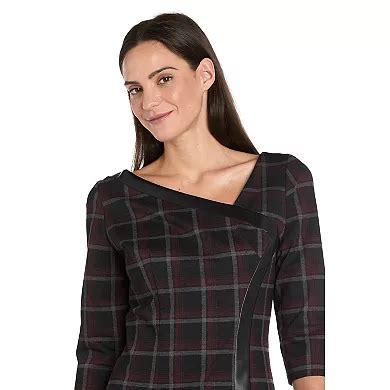 Petite R&M Richards Sheath Dress With Pleather Trim