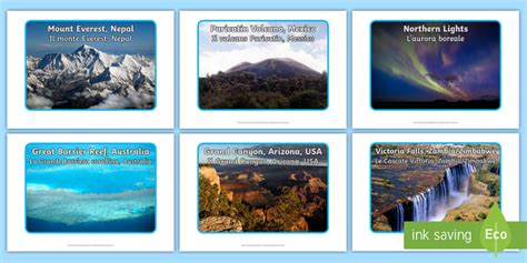 The 7 Natural Wonders of the World Display Photos English/Italian