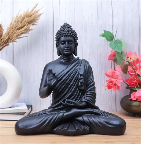 ALiLa Decor Black Big Size Meditating Beige Buddha Idol Vastu Statue ...
