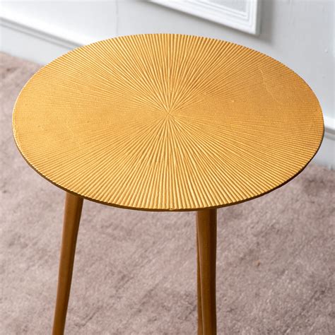 Buy Gold Lines Round Aluminium Side Table Online at Best Price in India ...