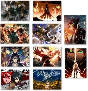 ATTACK ON TITAN POSTERS PACK OF 10 (300 GSM) | ATTACK ON TITAN WALL ...