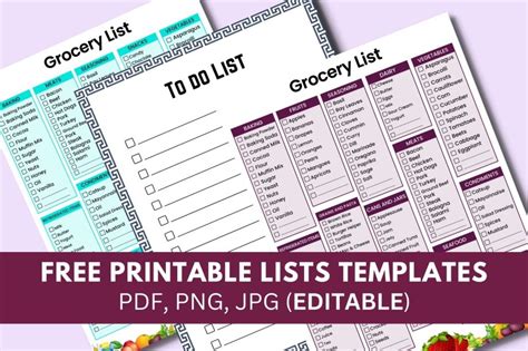 Image result for Printable List
