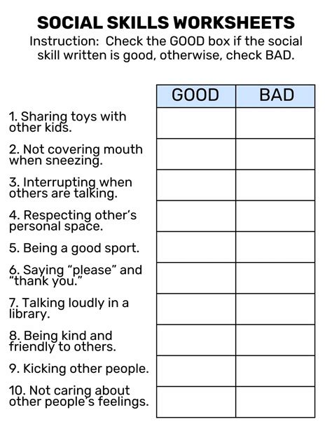 Social Skills Worksheets | Free Printable - Goally - Worksheets Library