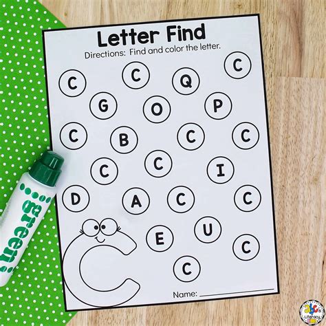 Find The Letter C Worksheets: Letter Recognition Activitiy for ...