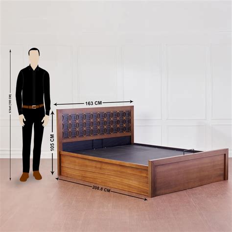Buy Marigold Solid Wood Queen Bed with Hydraulic Storage - Brown from ...