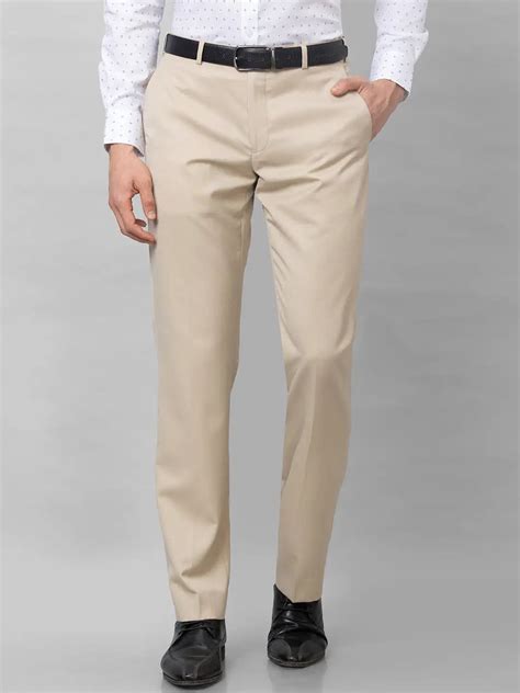 Park Avenue Men Fawn Structure Smart Fit Polyester Blend Trousers ...