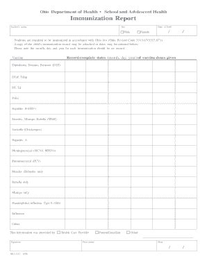 Fillable Online saintcolumbanschool Ohio Department of Health School ...