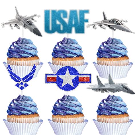 Buy Air Force Fighter Aircraft Happy Birthday Cupcake Toppers ...