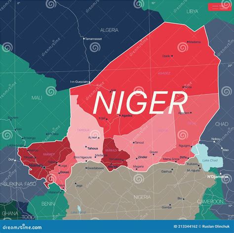 Niger Country Detailed Editable Map Stock Vector - Illustration of ...