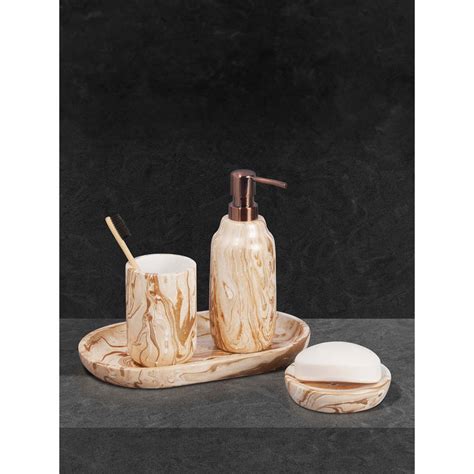 Buy OBSESSIONS Set of 4 Pc Polyresin Bathroom Set, Gold Online